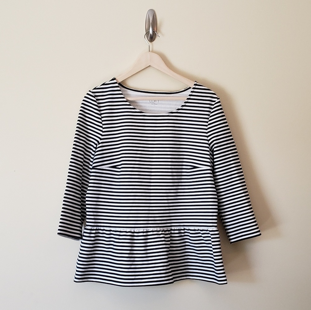 LOFT Striped Peplum Top